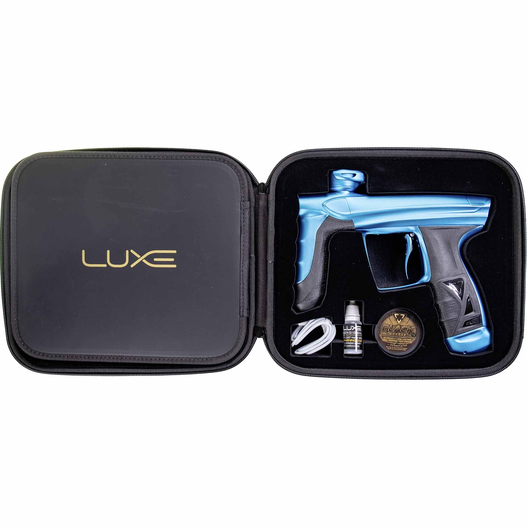 DLX Luxe® AIRE Markierer, blau matt Drahtlose-Lackierpistole, Sprühpistole, Koffer-Set, Lackierzubehör, Sprühzubehör