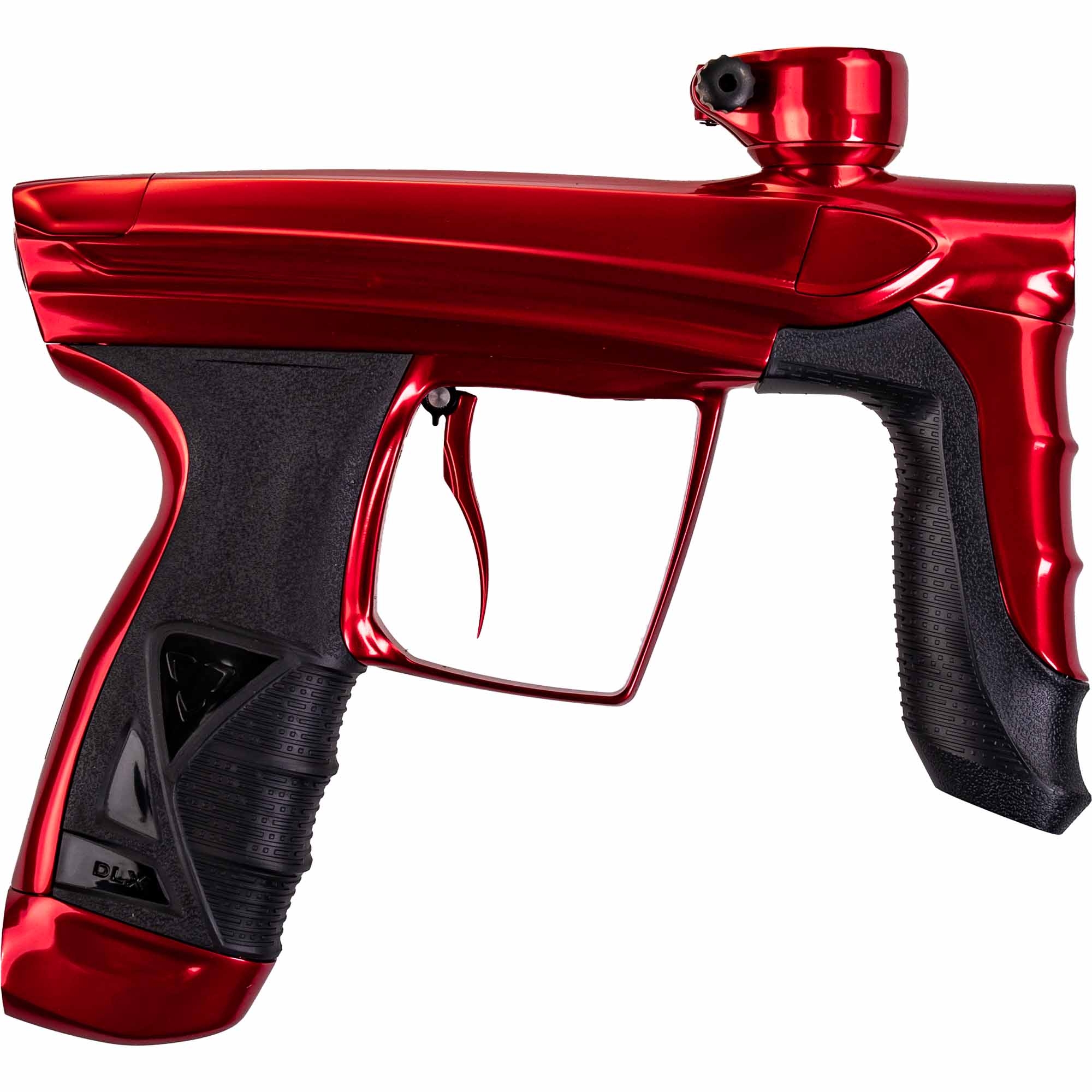 DLX Luxe® AIRE Markierer, rot poliert Paintball-Waffe, rote Farbe, Griff mit Pistolenform, Auslöser, Gas-Tank