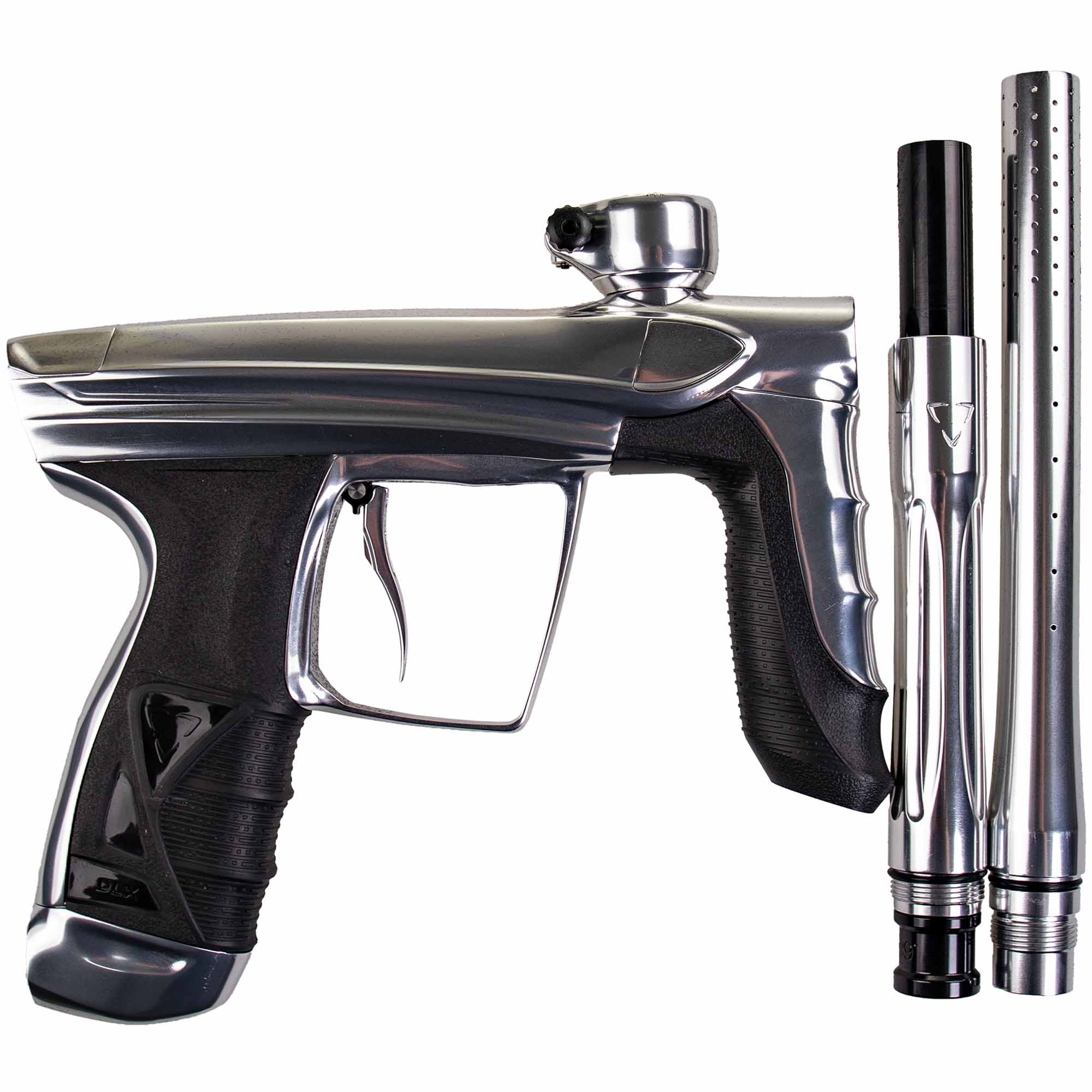 Paintball-Markierer, Silberfarbenes Metall, Schwarzer Griff, Abnehmbarer Lauf, Perforierter Lauf