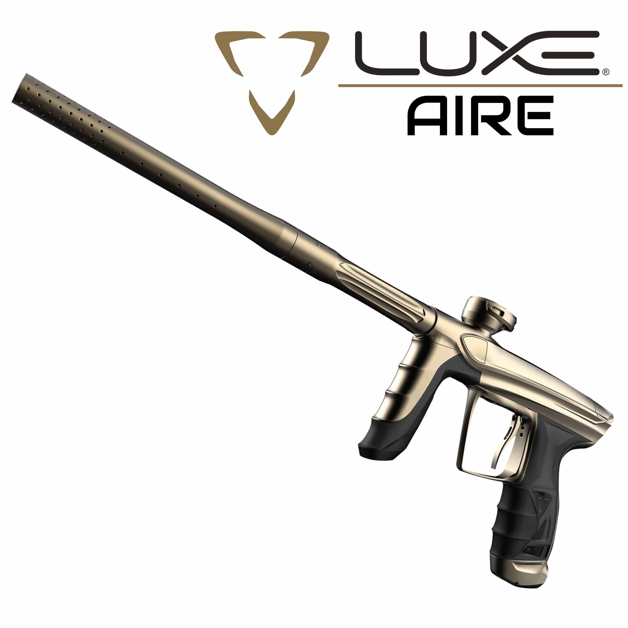 paintball pistol, gas ram, pneumatic marker, bronze color, long barrel
