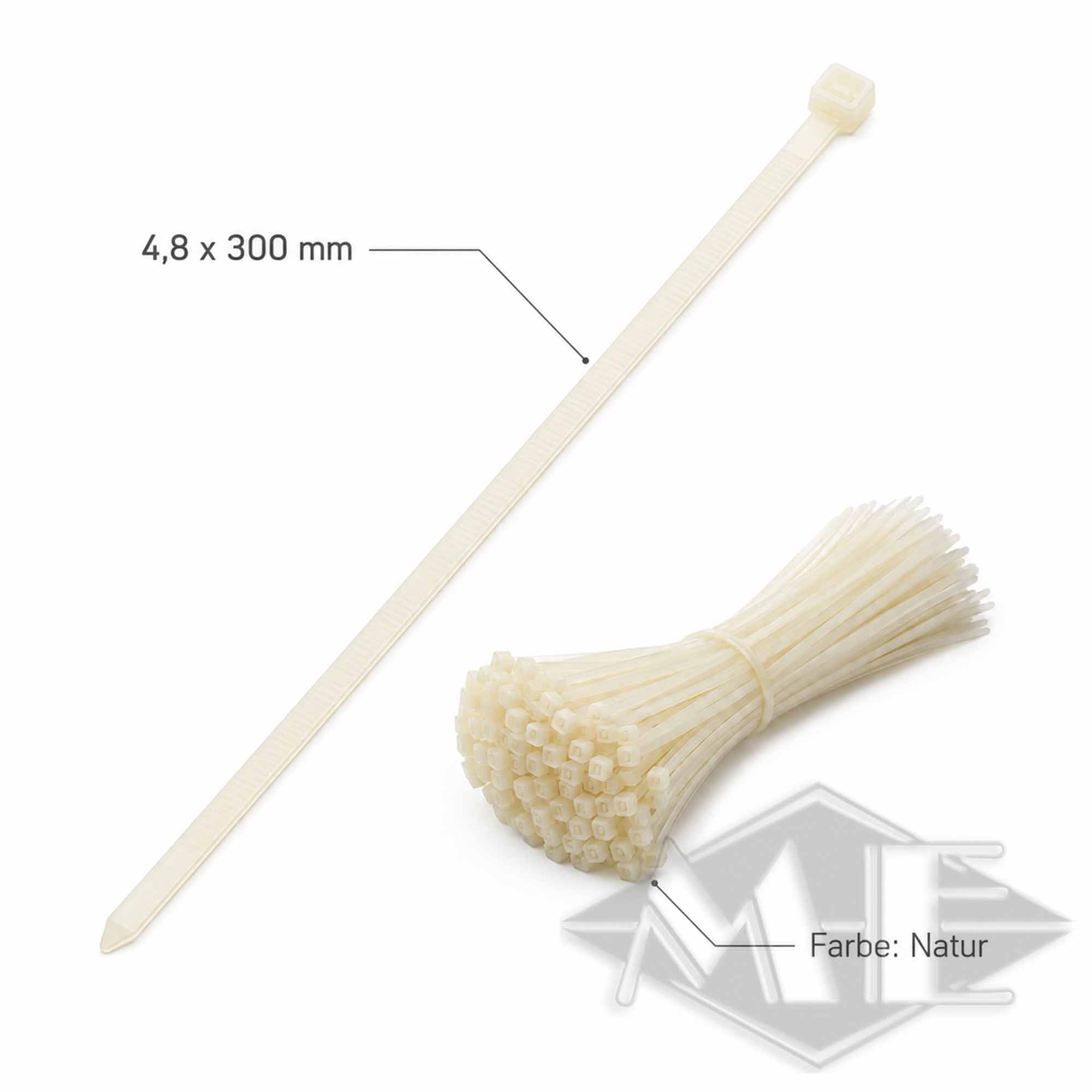 Kabelbinder 300 x 4,8 mm, 100 Stück Sushi-Zahnstäbchen, Spieße, Holzzahnstäbchen, einfarbig, Naturfarbe