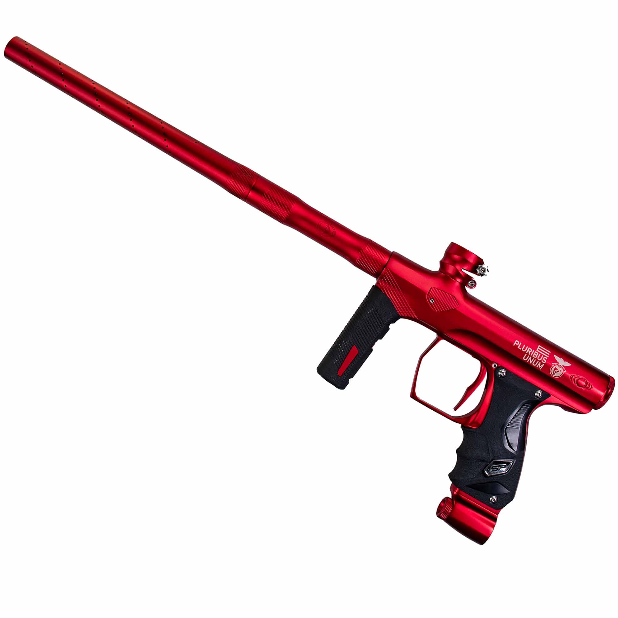 SP Shocker® ERA Markierer "e pluribus unum", rot matt Paintball-Gewehr, roter Marker, Langer Lauf, Pistolengriff, verstellbar