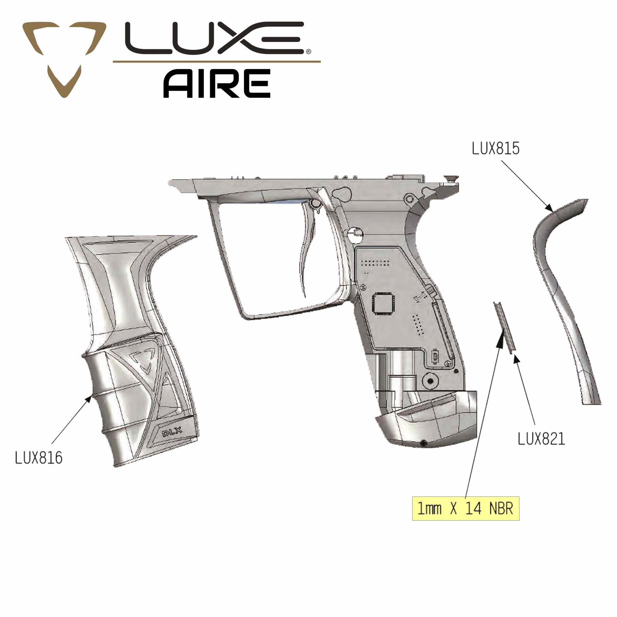 LUXE AIRE, PISTOLENFRAME, DLX, 1mm x 14 NBR, composite grip