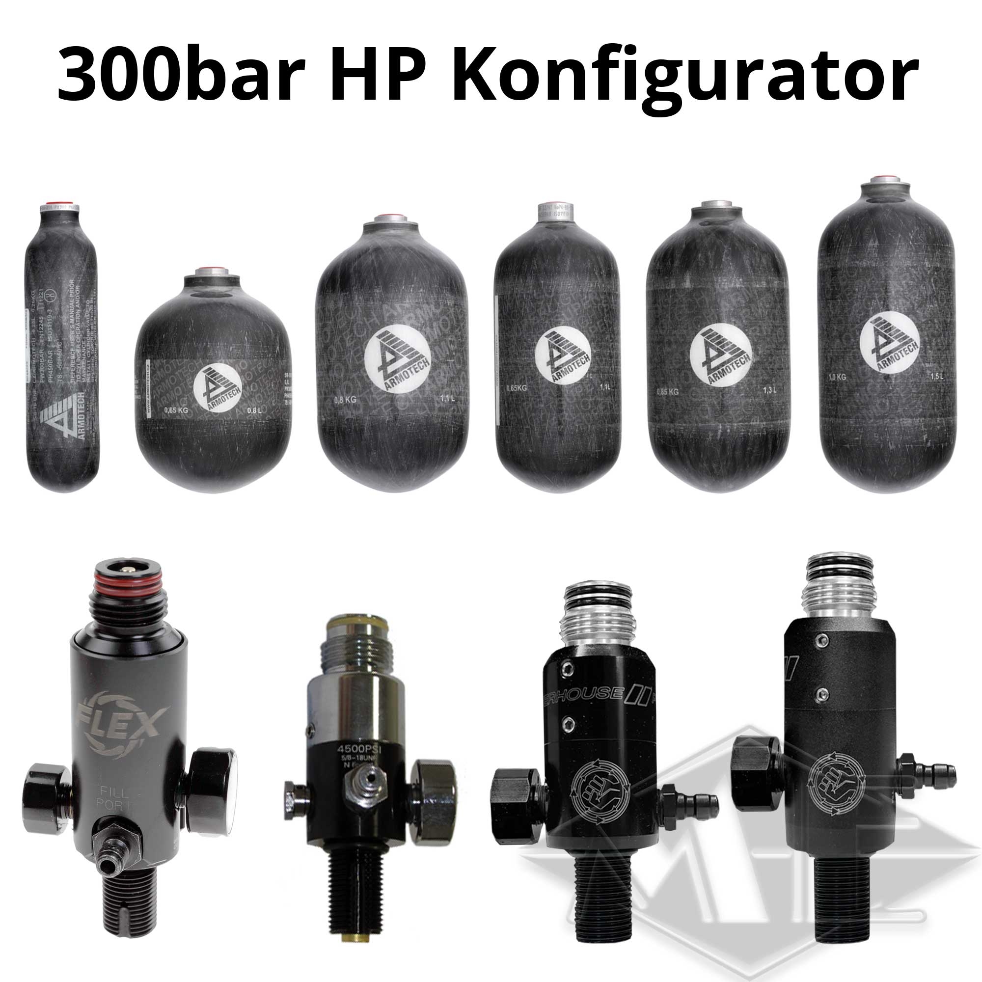 300bar HP Komplettsysteme (Flasche mit Regulator) Munition, Granate, Waffe