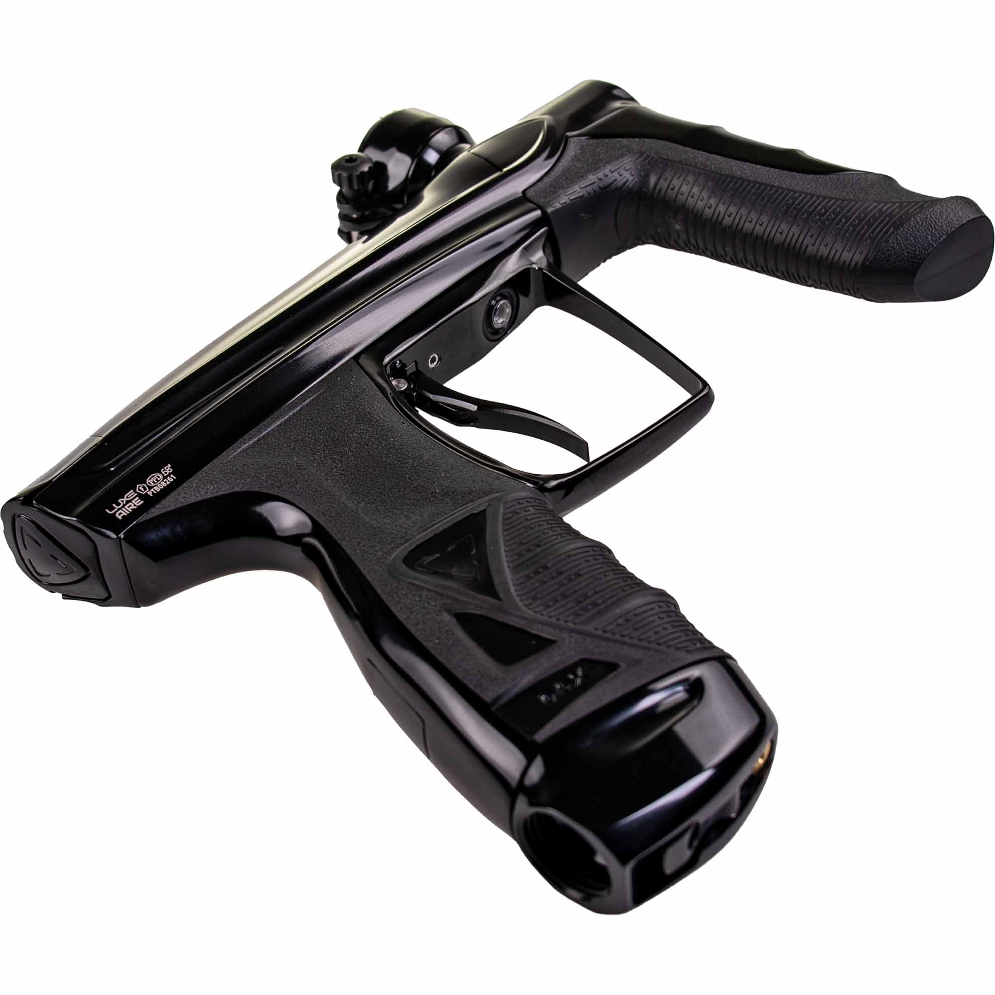 DLX Luxe® AIRE Markierer, schwarz poliert Paintball-Pistole, Pistolengriff, Schwarz, Metallisch, Auslöser