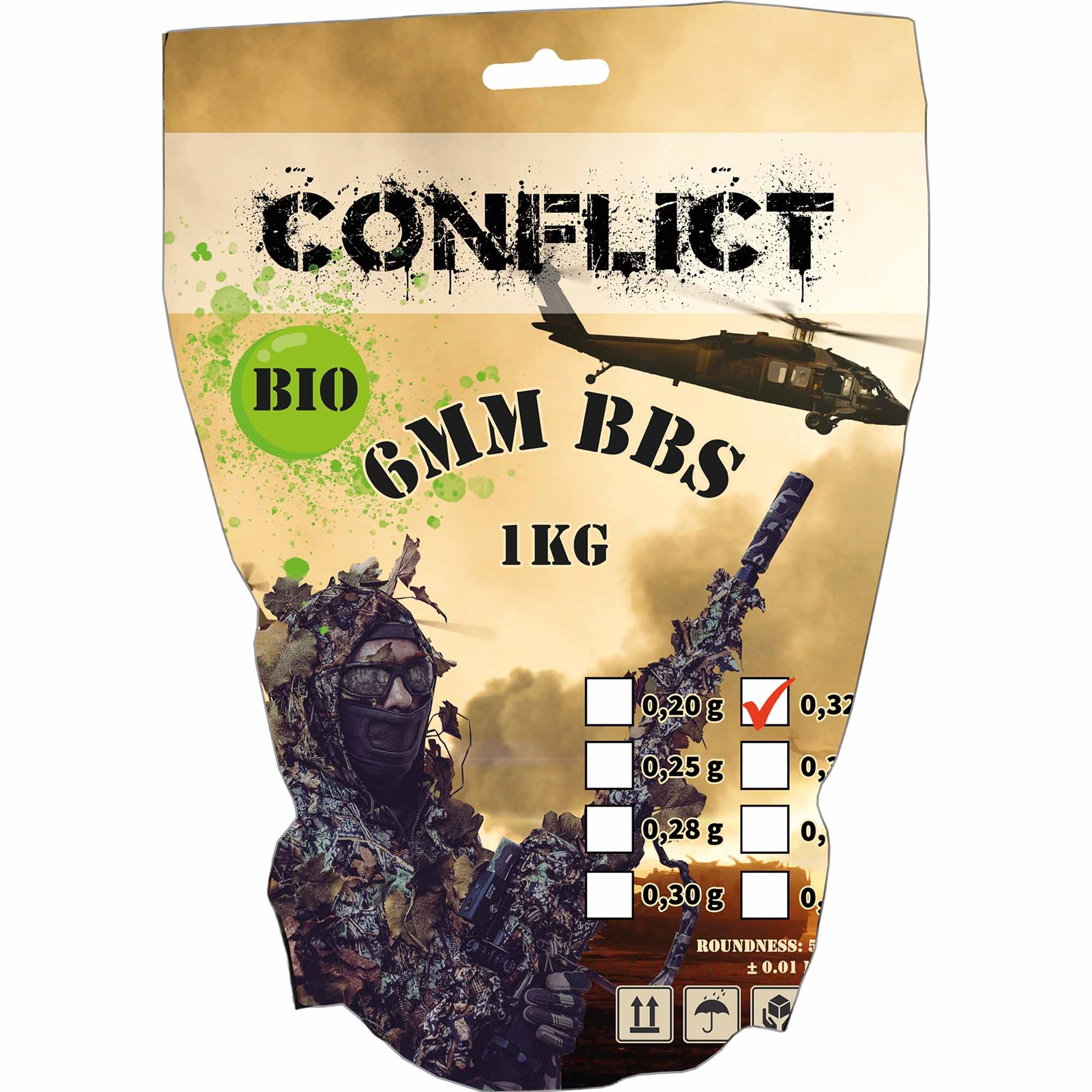 CONFLICT BIO BBs 6mm 0,32g 1kg Beutel CONFLICT BIO BBs 6mm 0,32g 1kg Beutel