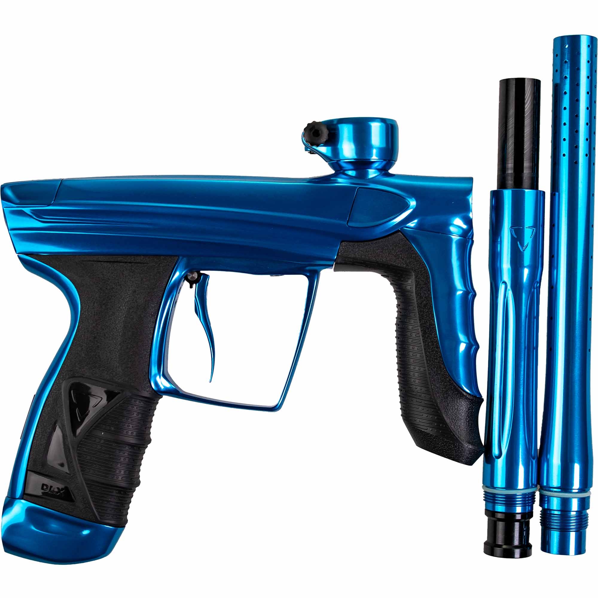 DLX Luxe® AIRE Markierer, blau poliert Paintballgun, Blau, Auslöser-Griff, Schwarz-Griff, Barrelenteile