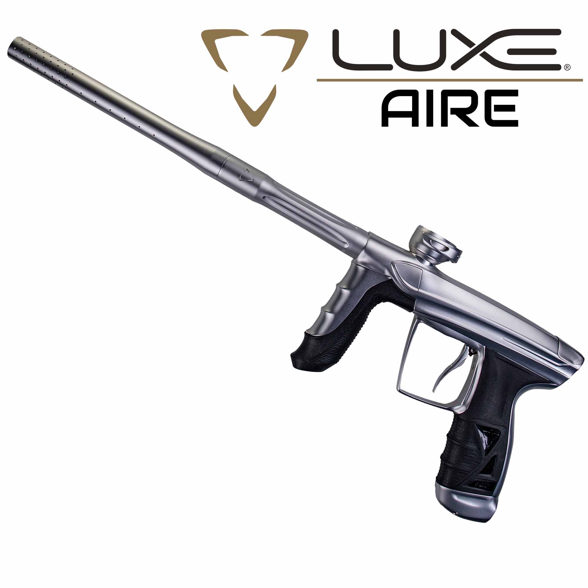 DLX Luxe® AIRE Markierer, weiß matt Paintball-Pistole, Luftpistole, Metall, Griff mit Akku, Lauf