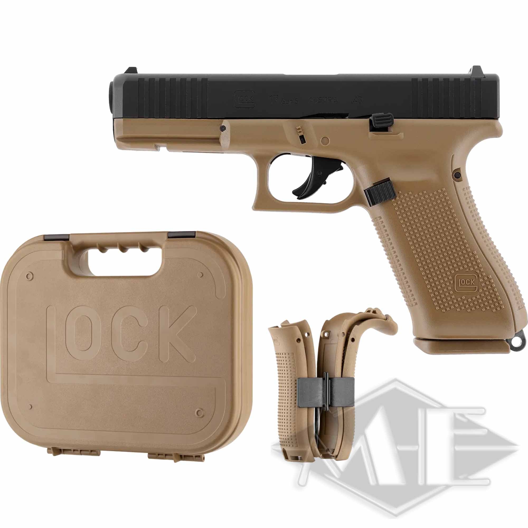 Umarex Glock Markierer cal.43 "GLOCK 17 Gen5 T4E" (French Army) Pistole, Glock 17 Gen5, beige-schwarz, Transportkoffer, Ersatzmagazine