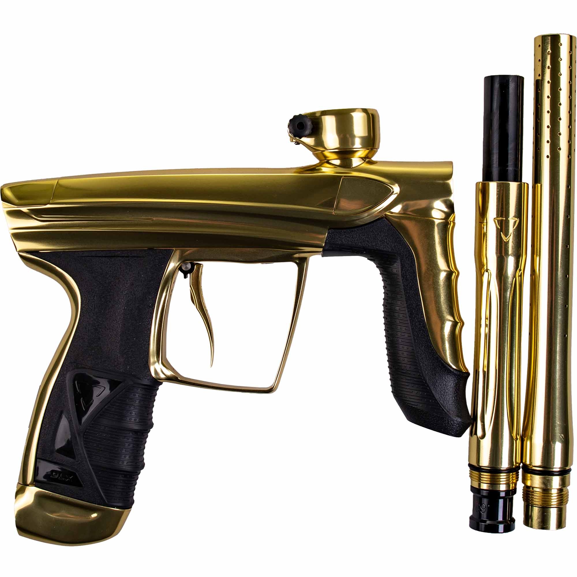 DLX Luxe® AIRE Markierer, gold poliert Goldfarbene Pistole, Spaß-Pistole, Lackiertes Metall, Schwarzgriffe, Anzeige-/Playset-Miniaturen