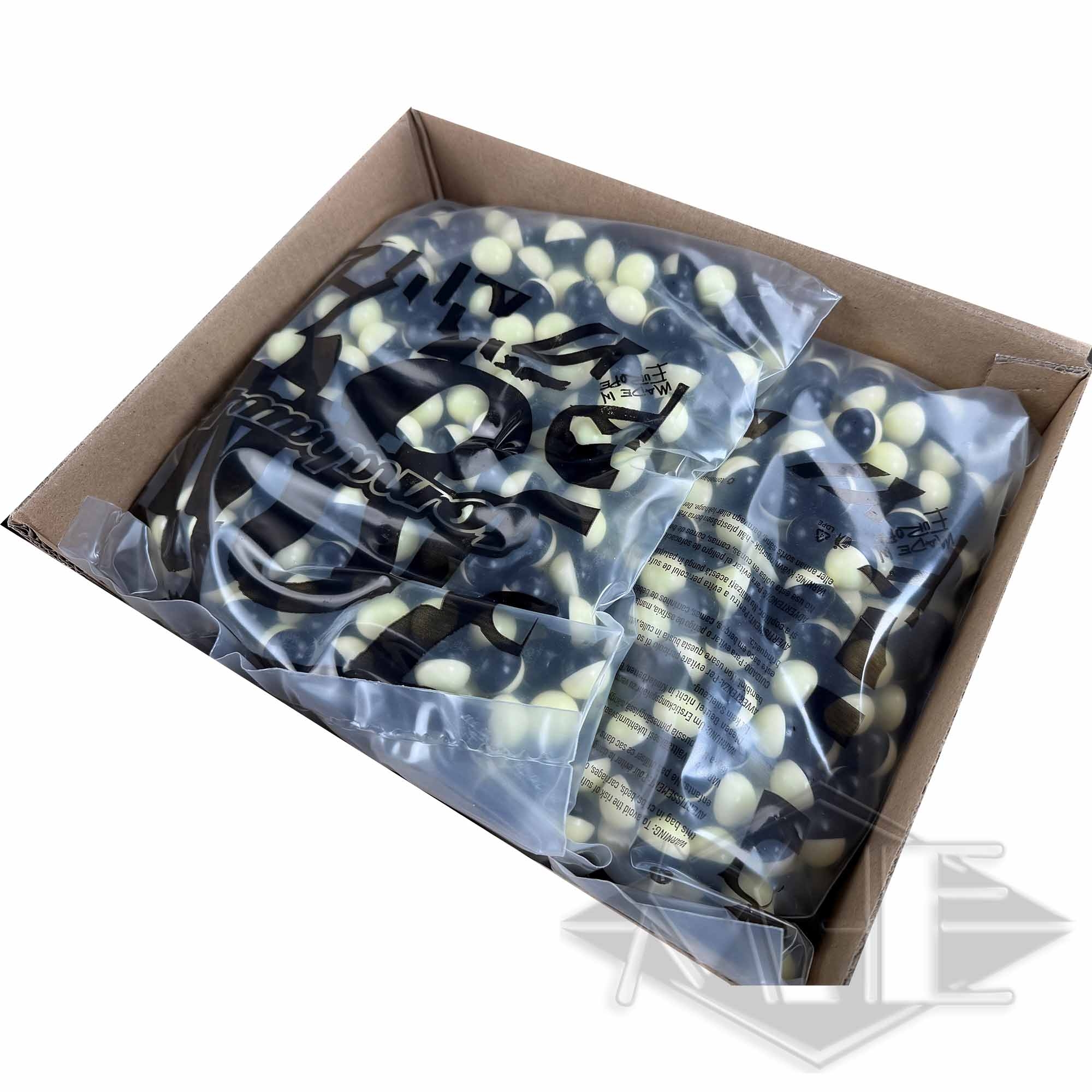 Tomahawk "MagFed Captain" Paintballs, 2000er Kiste Keksstücke, Schokoladenstückchen, Keksfüllung, Snack-Verpackung, Beutelinhalt