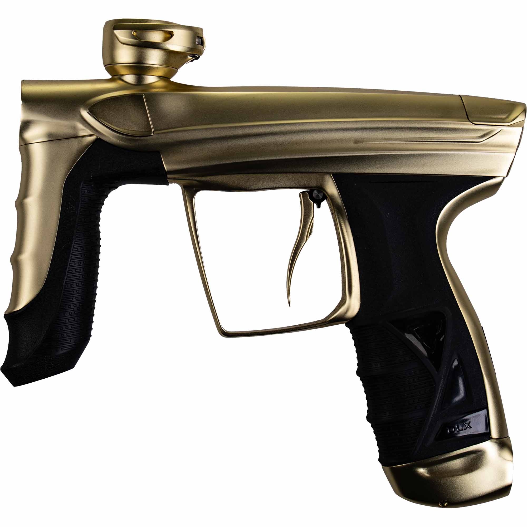 DLX Luxe® AIRE Markierer, gold matt Paintball-Waffe, goldfarbig, Pistolengriff, Auslöser, CO2/Luftwaffe