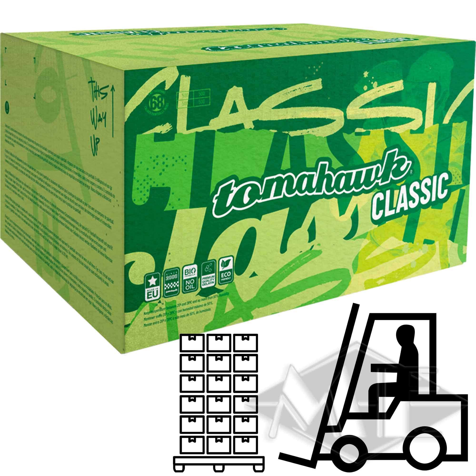 box, grüne verpackung, tohmahawk, klassisch, versand forklift