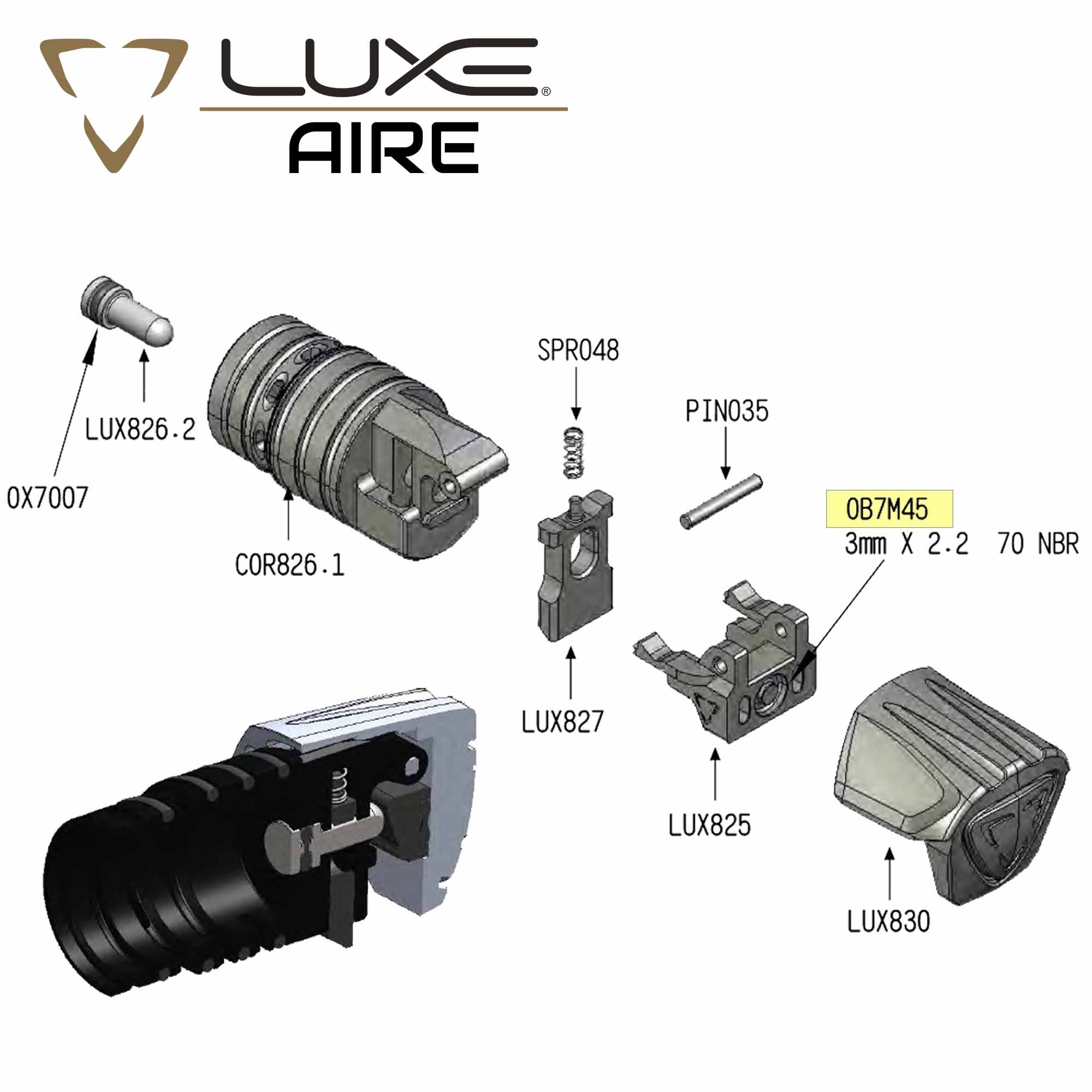 Luxe Aire, Düse, Druckkopf, Ventil, Zubehör