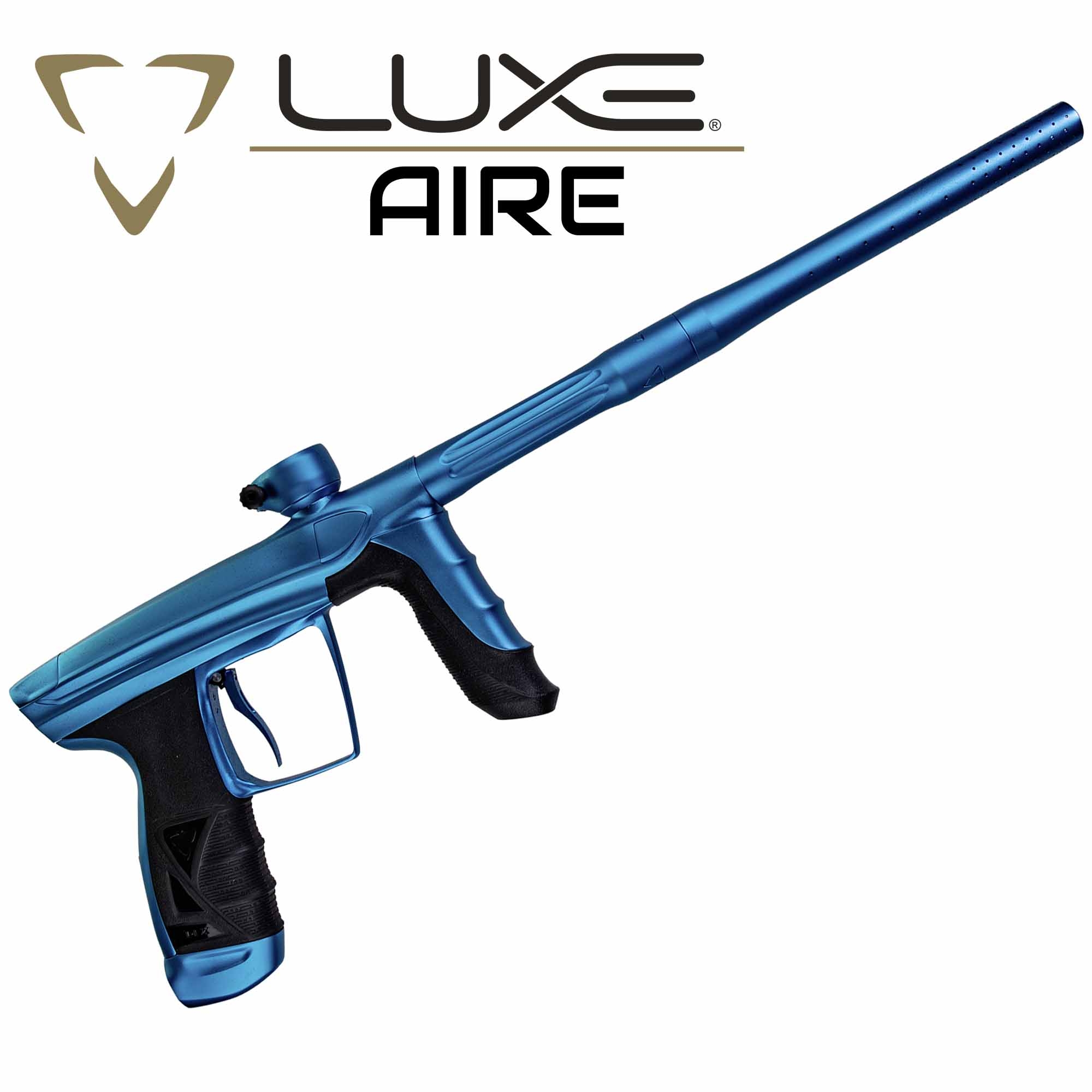 DLX Luxe® AIRE Markierer, blau matt Paintball gun, Blau, Langer Lauf, Pistolen-Griff, Luftdruck-Werkzeug