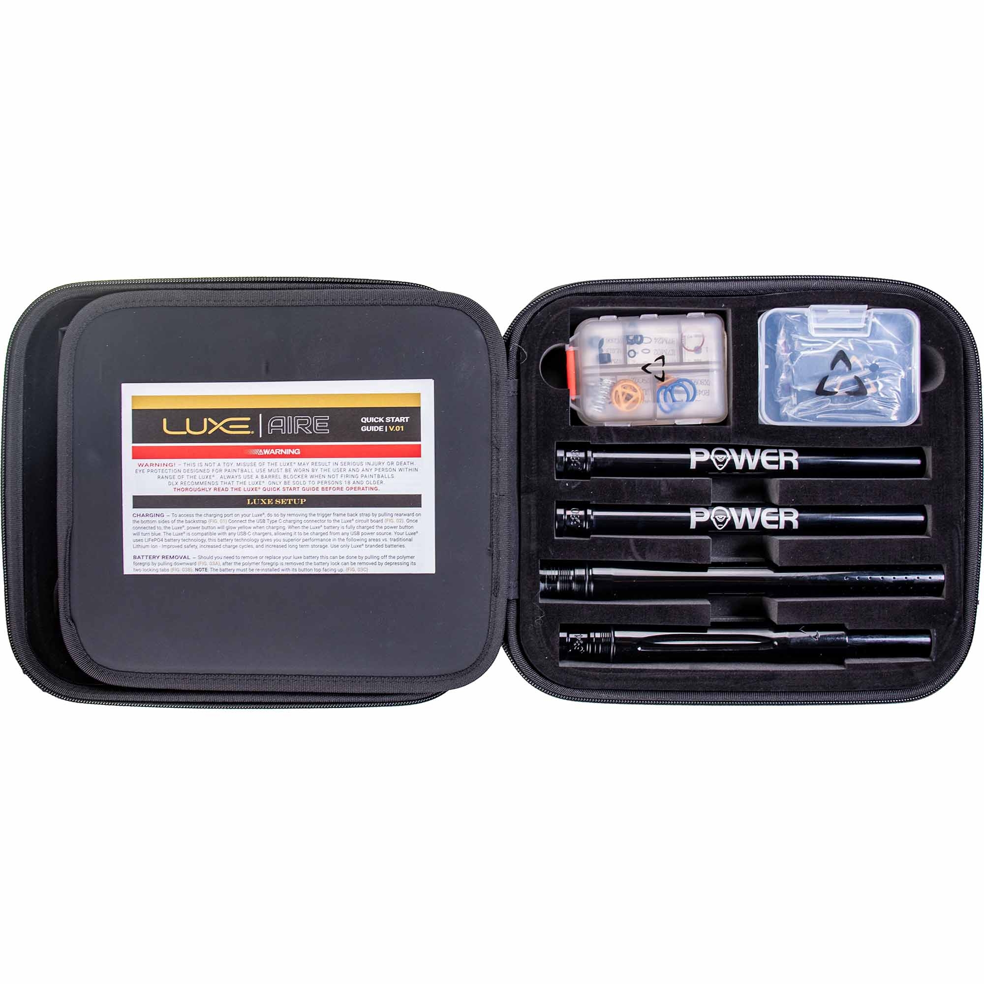 DLX Luxe® AIRE Markierer, schwarz poliert elektronisch, darts, Aufbewahrungset, Batterien, Bohrerset