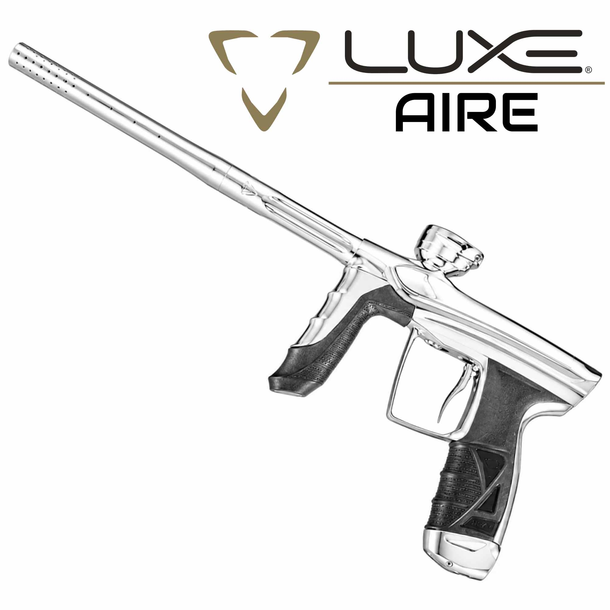 DLX Luxe® AIRE Markierer, weiß poliert Schlauchpistole, Säurepistole, Größe verstellbar, Metallchrom, Griff Kunststoff