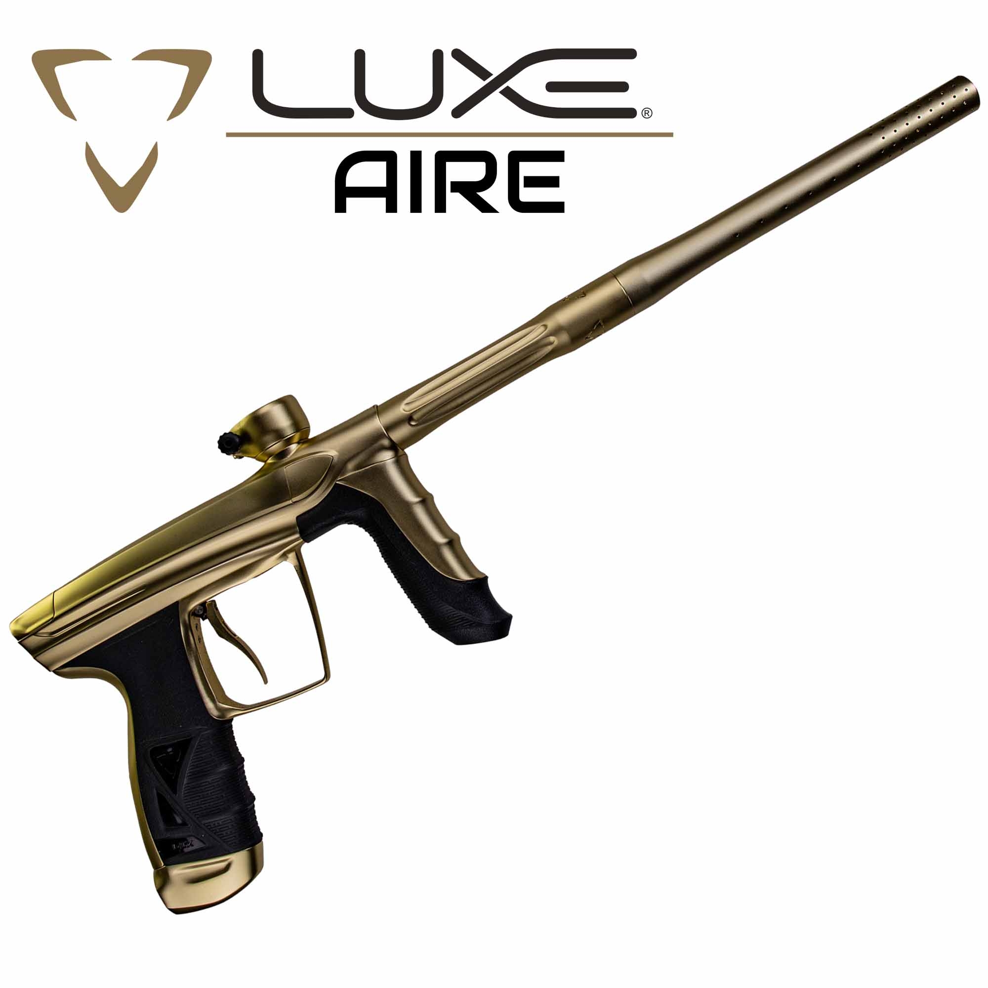 DLX Luxe® AIRE Markierer, gold matt Paintball-Gewehr, Marker, Goldene Farbe, Langer Lauf, ergonomischer Griff