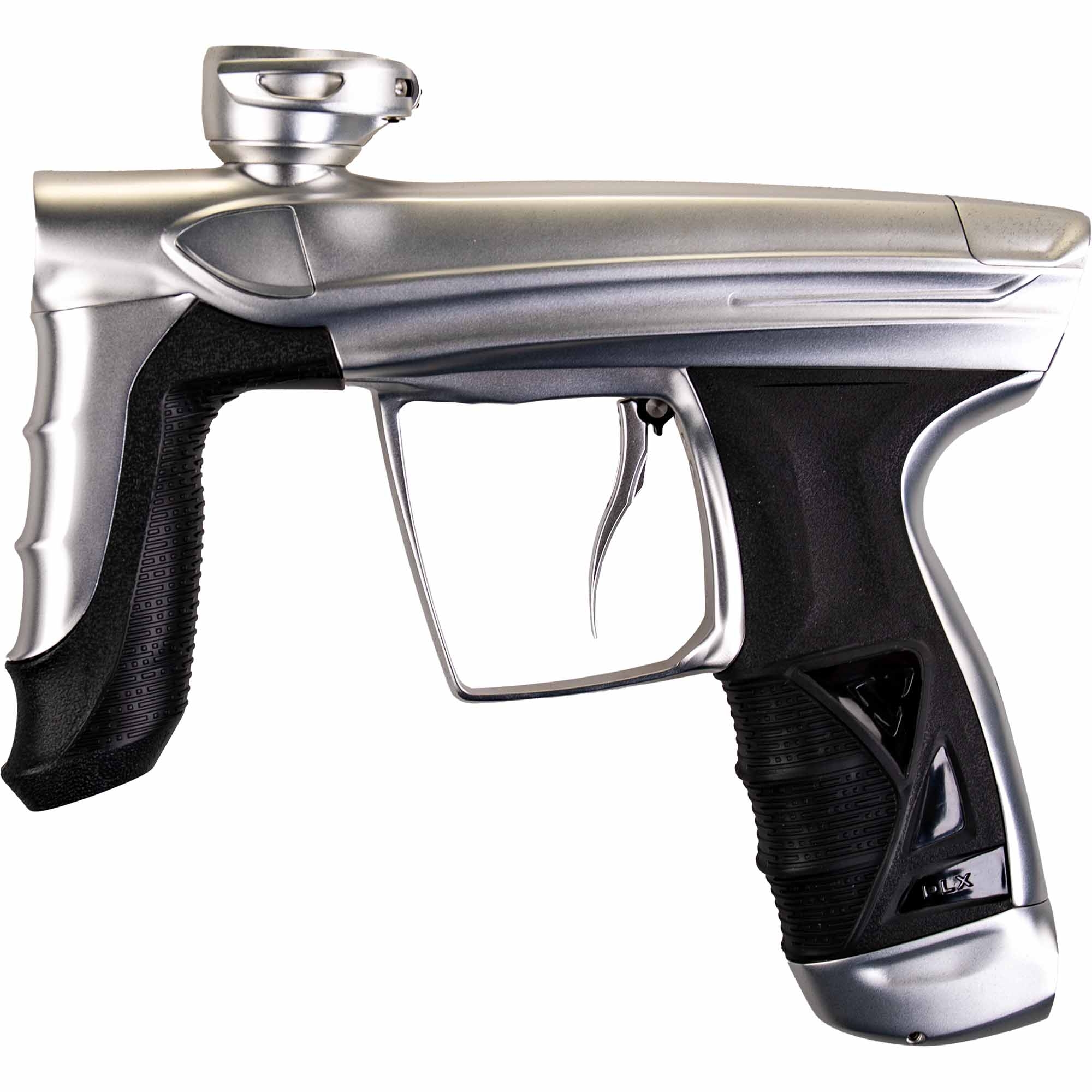 DLX Luxe® AIRE Markierer, weiß matt Paintball-Pistole, Protector-Schulter?, Metallic, Schwarz-Silber, Griff mit Gummi