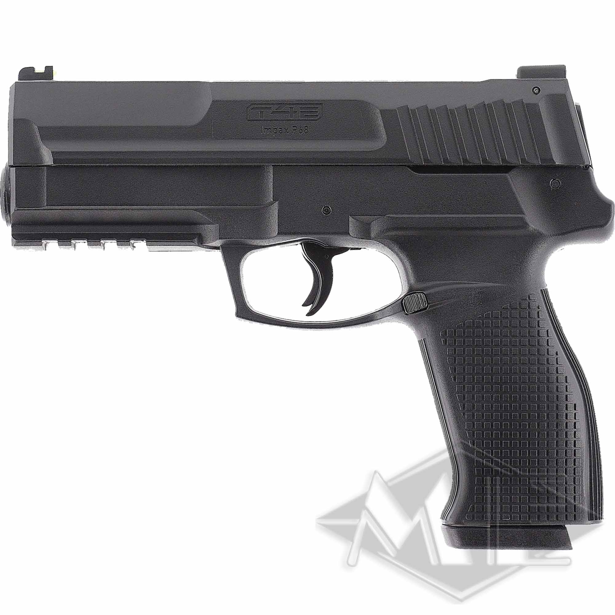 Umarex T4E Impax P68 Set Pistole, Schusswaffe, Halbautomatisch, Schwarz, Grifftextur