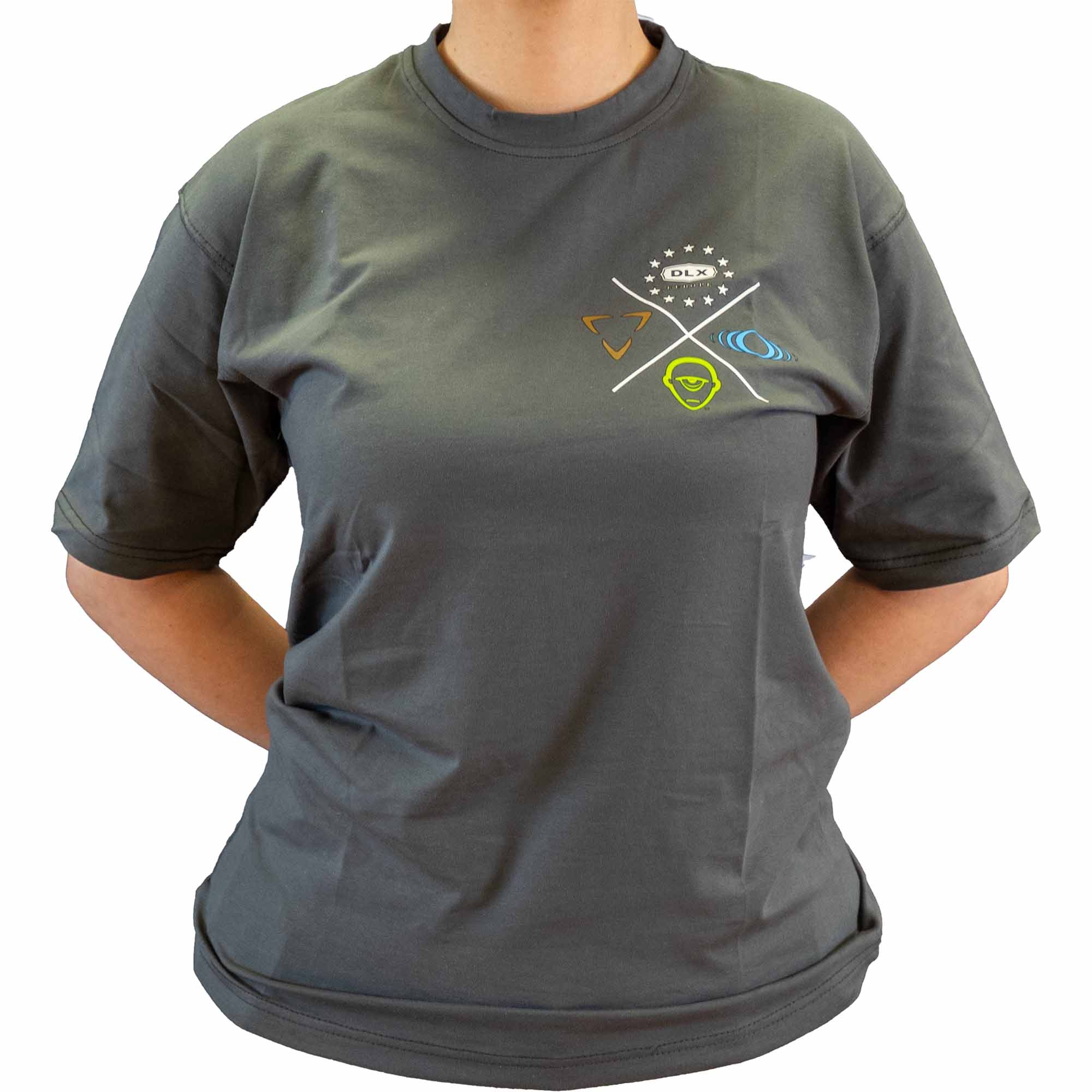 DLX T-Shirt "LUXE" grau T-Shirt, Kurzarm, Grau, Logo-Print, Unisex