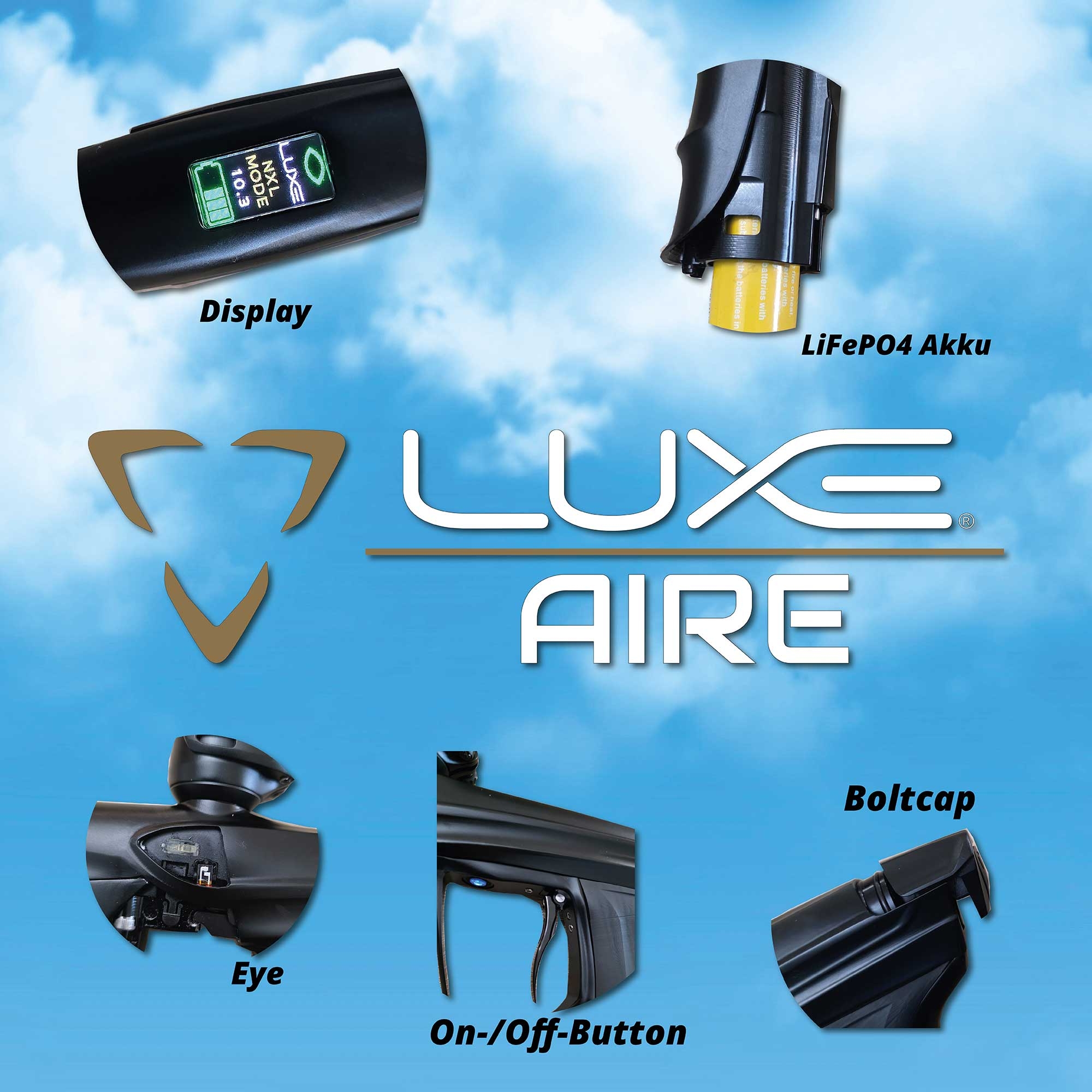 DLX Luxe® AIRE Markierer, rot poliert Feuerwaffe, Computerausrüstung, Überwachen, Bildschirm, Gewehr