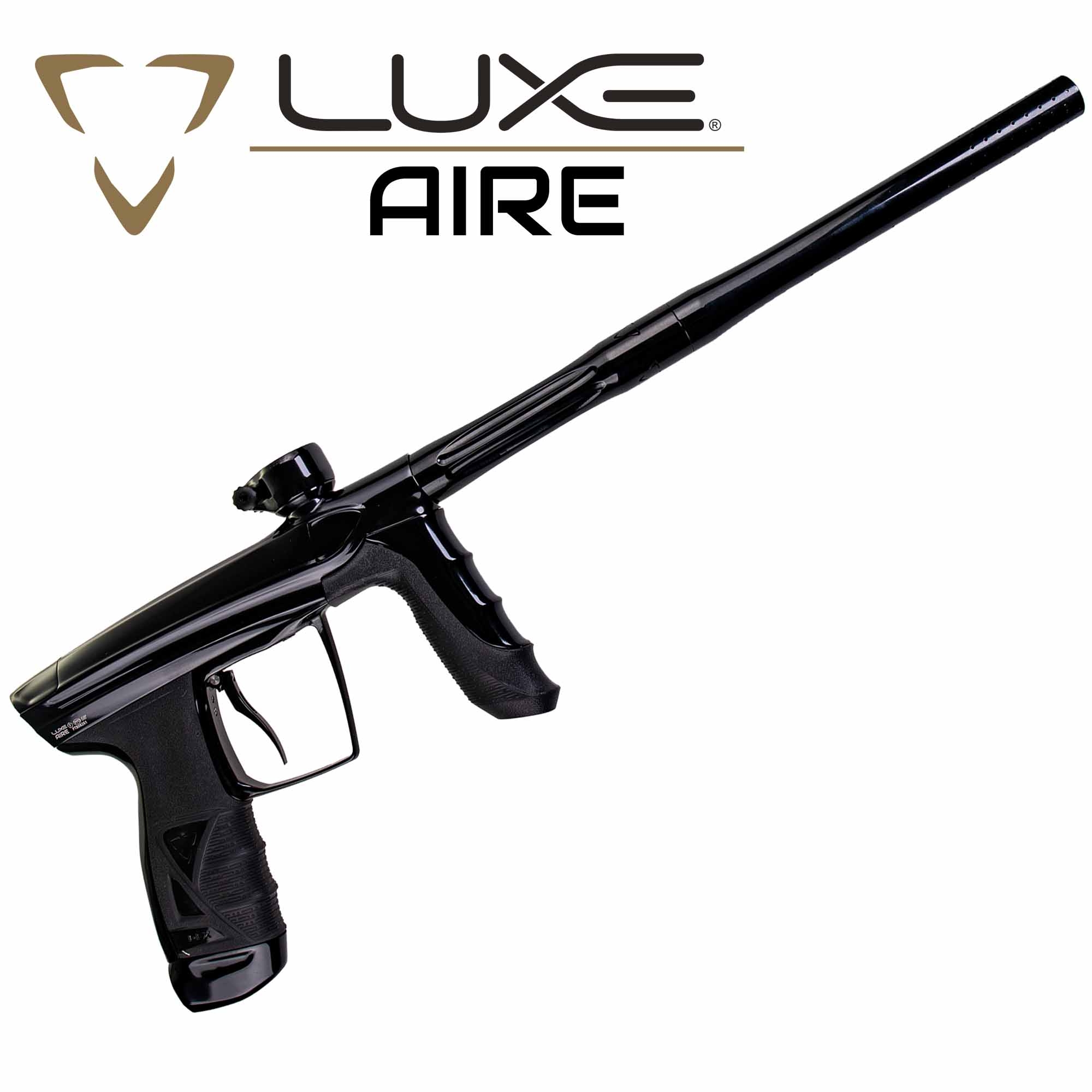 DLX Luxe® AIRE Markierer, schwarz poliert Paintball-Pistole, Luftgewehr, Schwarz, Langrohr, Griff