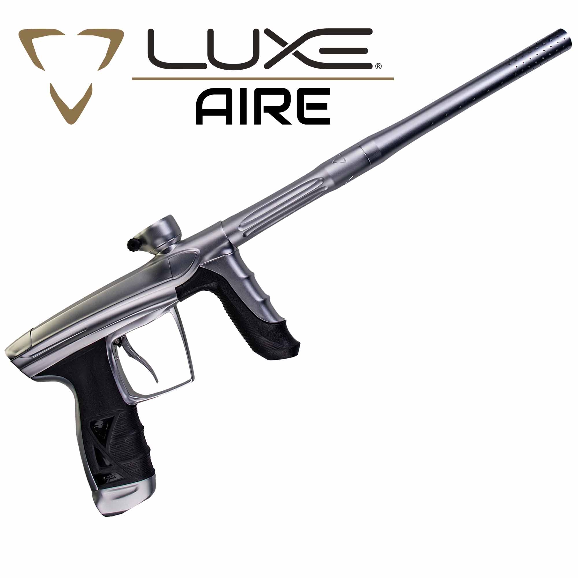 DLX Luxe® AIRE Markierer, weiß matt Paintballmarker, Gasbetrieben, Metallisch, Langer Lauf, Griffstoß