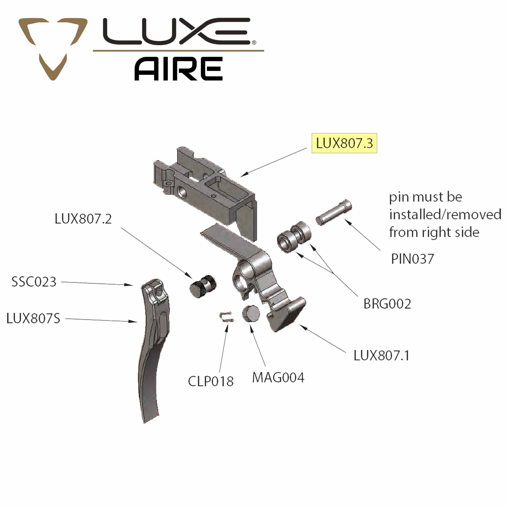 LUXE, Aire, Halterung, Montagebauteil, Mechanik