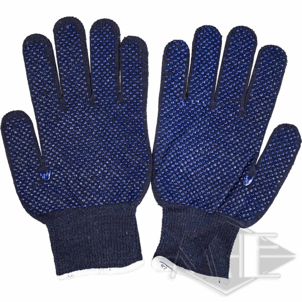 Knitted gloves, knobbed on one side blue