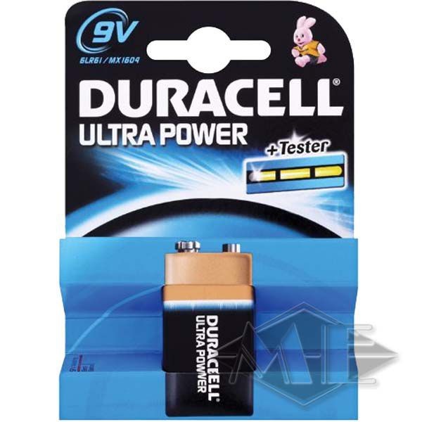 9V Duracell Ultra Power 9V Block Batterie, Blister
