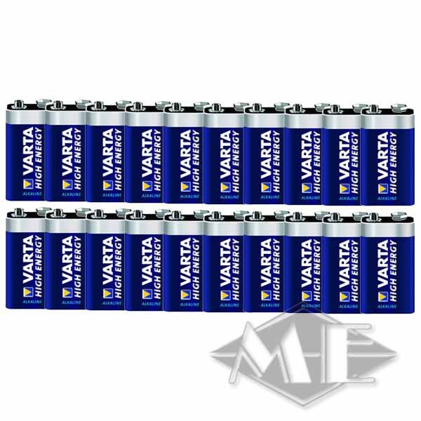 9V block Varta High Energy battery, pack of 20