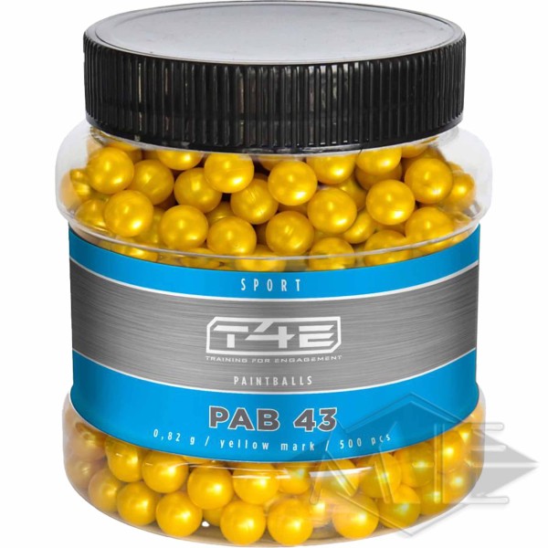 Umarex cal.43 paintball "T4E Sport PAB 43", yellow, 500 pieces