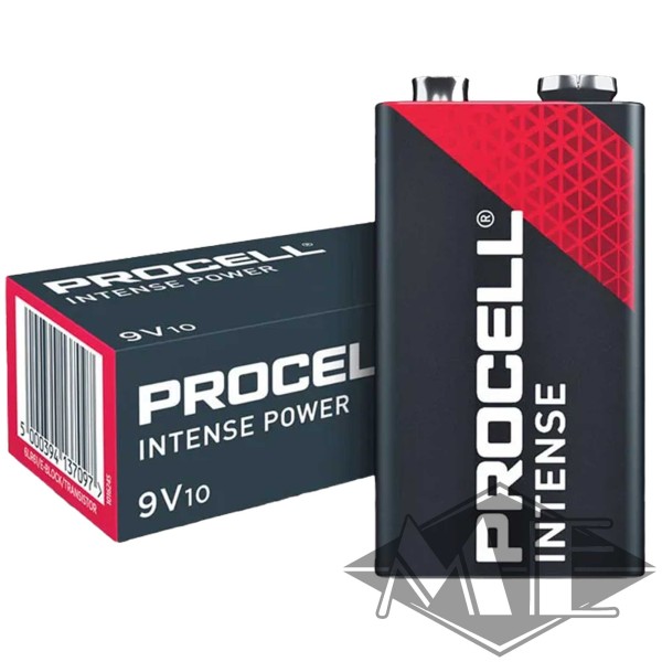 9V Duracell Procell Intense 9V block battery, box of 10